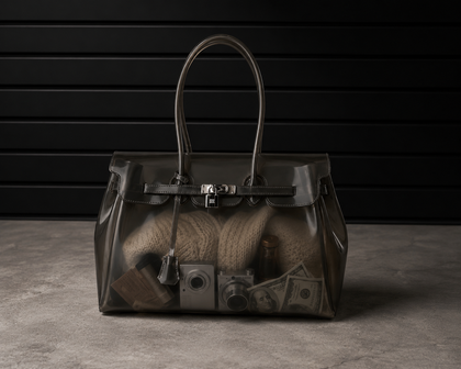 Sac à main Jelly Firkin Onyx - sac tendance en TPU transparent effet gelée noir profond, fermoir cadenas et anses surpiquées, style bowling chic