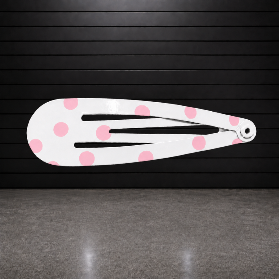 Barrette XXL Jelly Clip Pearl Pink Dot 28 cm blanche à pois roses - Firkin Jelly