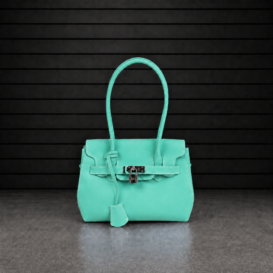 Mini Jelly Firkin Mint, petit sac à main en PVC effet gelée vert menthe, anse rigide et fermoir cadenas