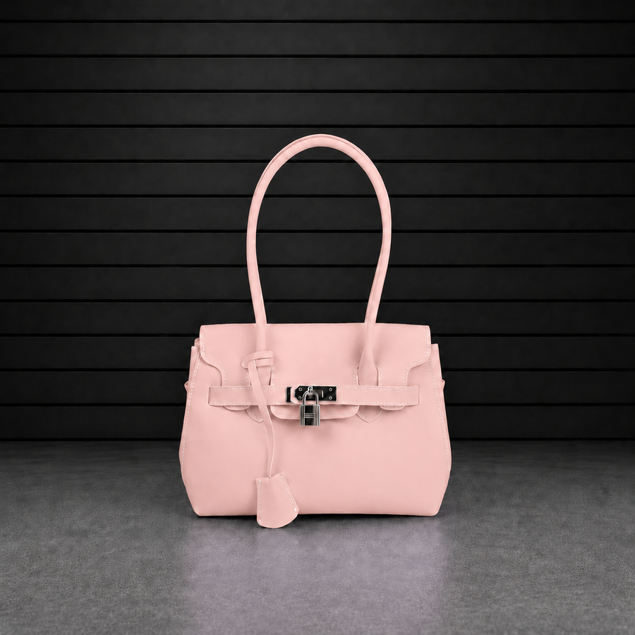 Mini Jelly Firkin Blush, petit sac à main en PVC effet gelée rose poudré, anse rigide et fermoir cadenas