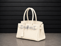 Sac Jelly Élan Ivoire vu de trois quarts, cuir véritable grainé blanc ivoire et ferrure argentée