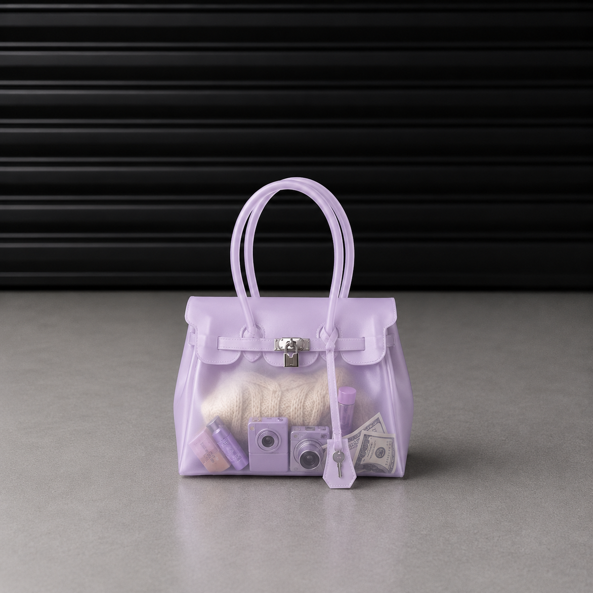 Mini sac à main Jelly Firkin coloris Lilac violet, vue de face