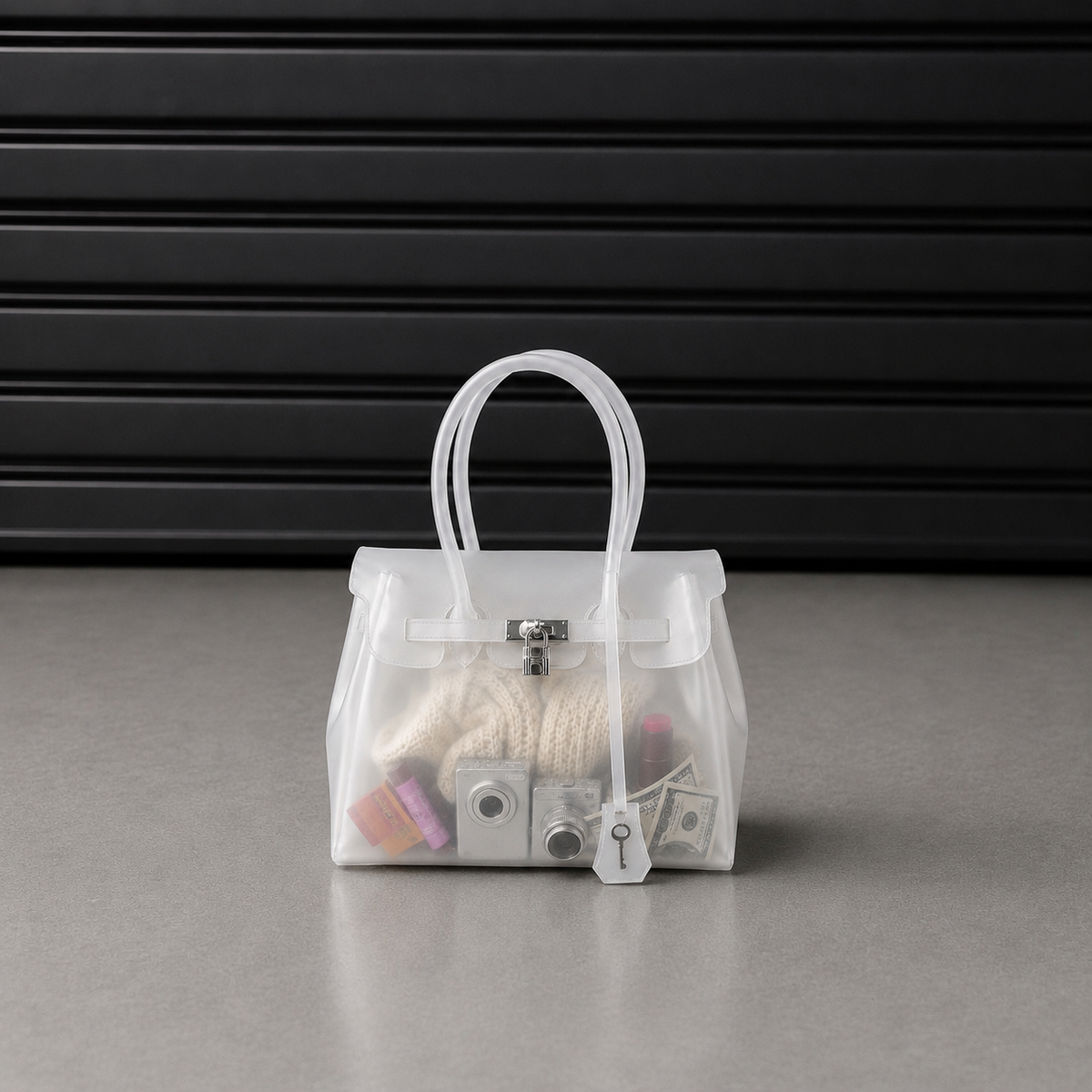 Mini sac à main Jelly Firkin coloris Pearl blanc nacré, vue de face