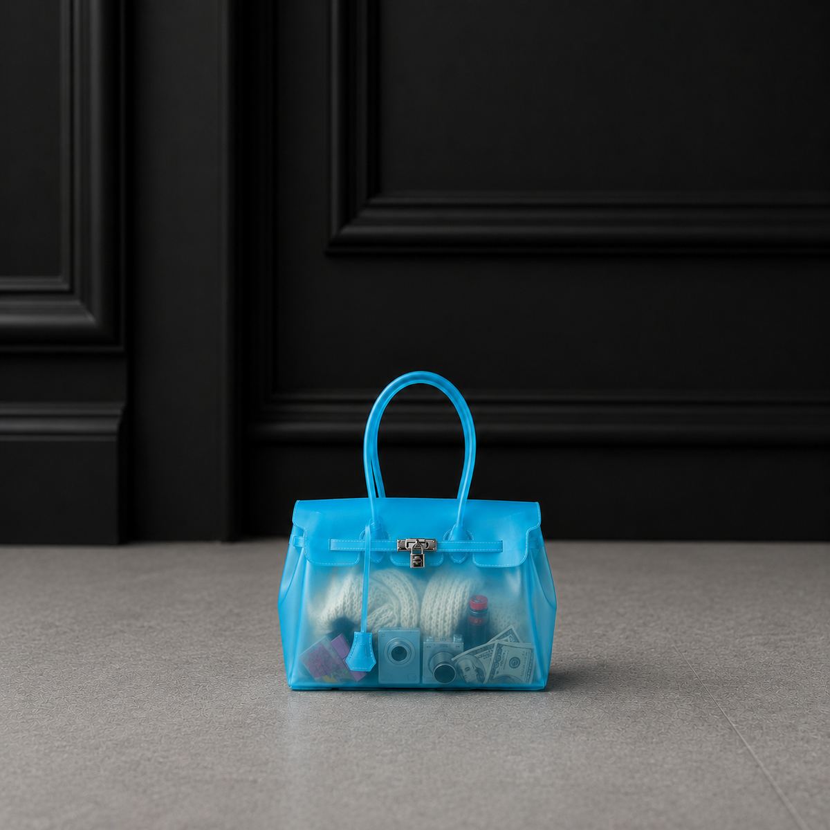 Mini sac à main Jelly Firkin coloris Lagoon bleu lagon, vue de face