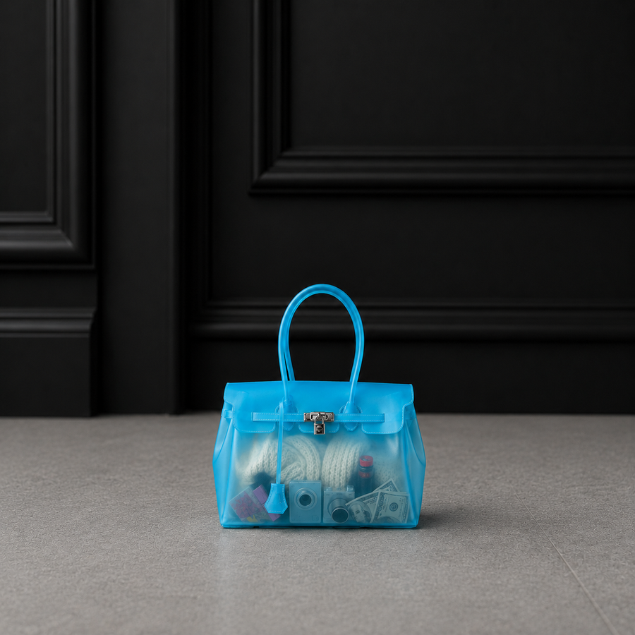 Mini sac à main Jelly Firkin coloris Lagoon bleu lagon, vue de face
